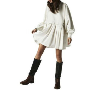 Free People Women Eleanor Sweatshirt Dress Ivory Size XL
